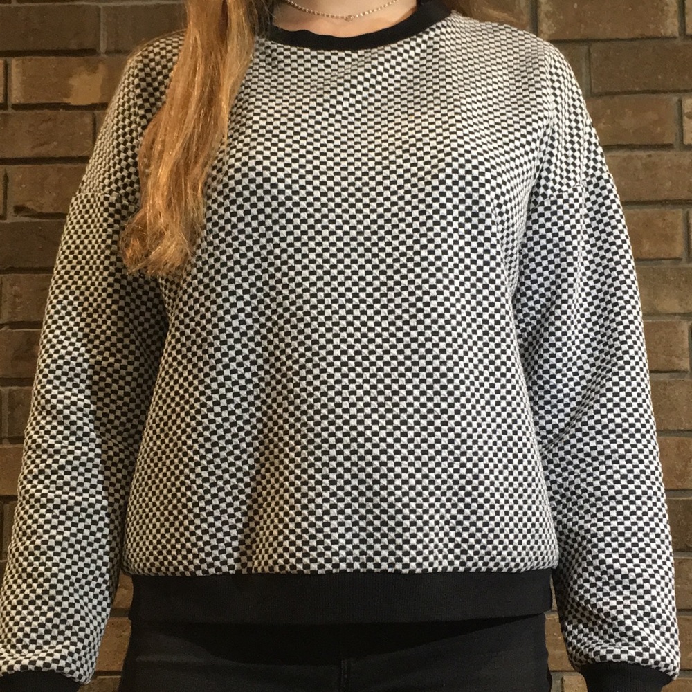 forever 21 checkered crew neck